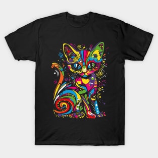 Wwos Whimsical Rainbow Kitty Cutest Colorful Cat T-Shirt